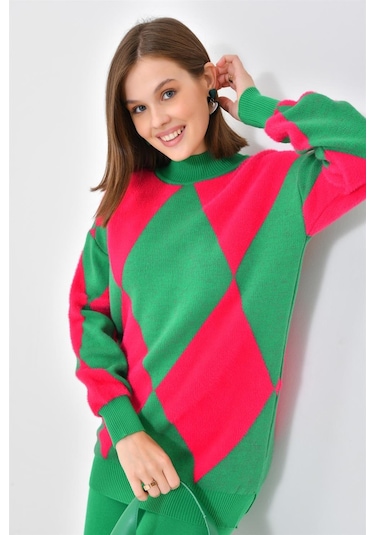 Ftz Women Kadın Baklava Desen Detaylı İkili Takım Benetton 20466-benetton Yeşil