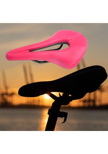 Suntek Bisiklet Eyeri Yumuşak Pu Deri Koltuk Yeni Başlayanlar Pembe