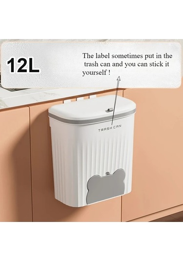 Dashanshop Beyaz 12l Duvar Tipi Çöp Kovası Lavabo Altı Kapaklı Mutfak Çöpü Beyaz
