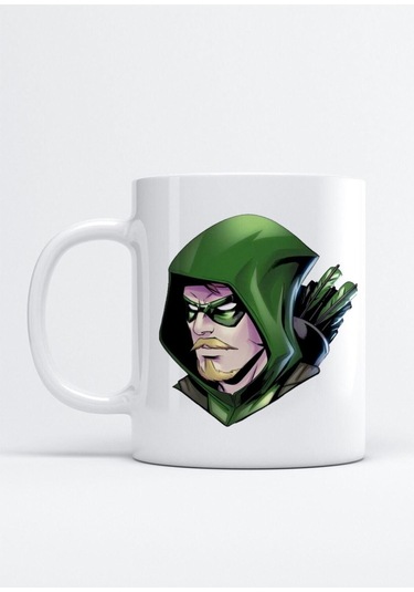 Green Arrow Baskılı Porselen Kupa Bardak Renkli