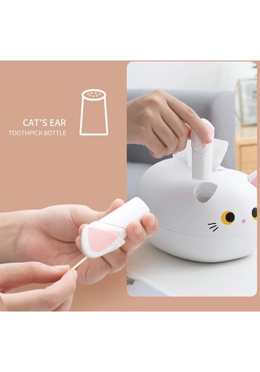 Beyaz-kawaii Kedi Doku Kutusu Oturma Odası Peçete Saklama Kutusu Mutfak Kağıdı Konteyner Masaüstü Tuvalet Kağıdı Tutucu Banyo Yurdu İçin