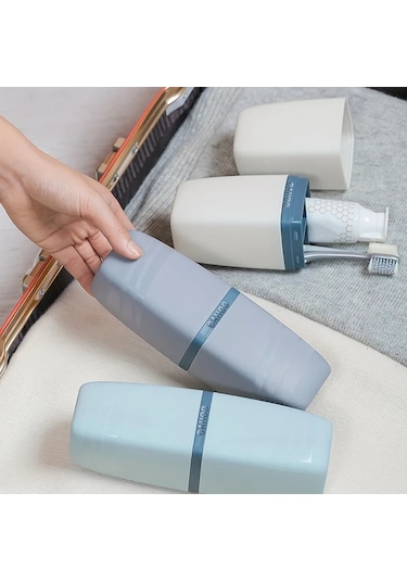 Topshop1 White 3'ü 1 Arada Seyahat Diş Fırçası Kılıfı, Plastik Diş Macunu Kabı, Çok Amaçlı Banyo Aksesuarı Beyaz