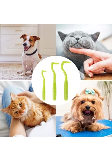 Geekyou Köpek Kenem Çıkarıcı Seti: 3 Farklı Boy Plastik Ve 1 Çift Uçlu Paslanmaz Çelik Çekmeçeli Haşere Temizleme Aleti