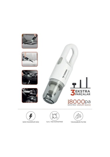 Şarjlı Araç El Süpürgesi El Beyaz A031b