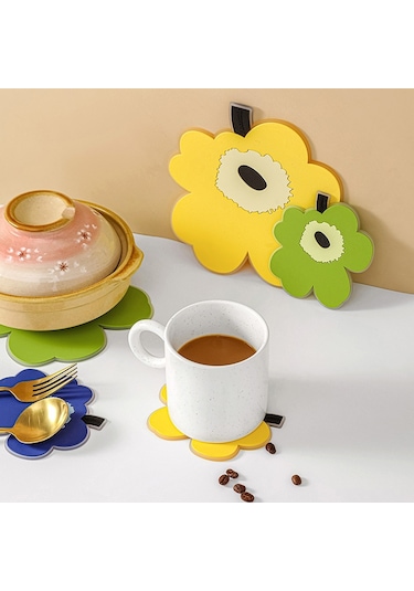 Sones 2 Adet / Set Ev Yaprak Isı Yalıtım Matı Mutfak Yüksek Sıcaklığa Dayanıklı Pişirme Yer Matları, Stil: Sarı Büyük Diğer