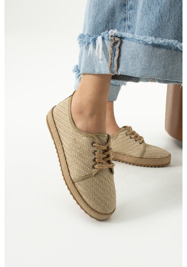 Gabriella Hasır Bağcık Detaylı Kadın Espadril Sneaker Bej