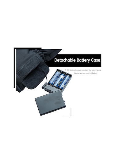 Geeroyoo Isıtmalı, Dokunmatik Uyumlu, Yansıtıcı Bantlı, Kaymaz Tabanlı, Kış Sporları İçin Unisex Eldiven Siyah L Siyah