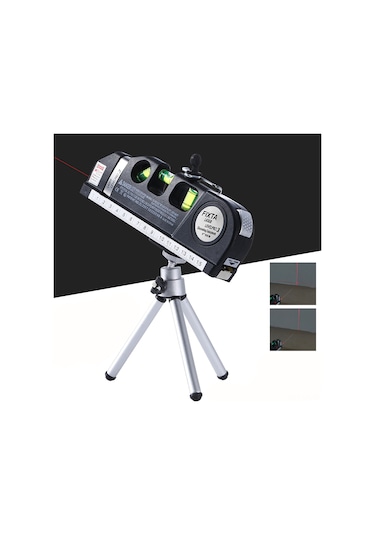 Vkemall 3 Çizgi Lazer Seviye Aleti: Dikey, Yatay Ve Çapraz Lazerler İle Esnek, Hassas Ölçüm Bandı - Dayanıklı Abs Kasa Ve Ergonomik Tutucu