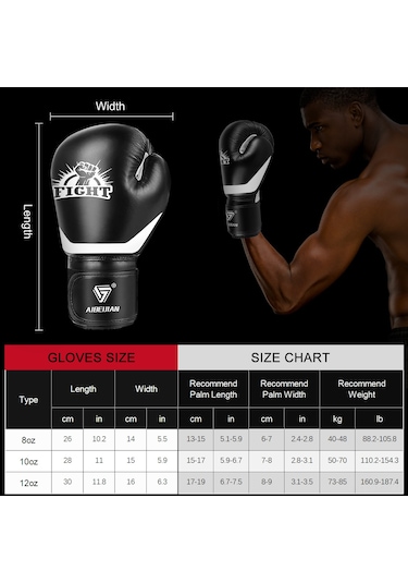 Moveevo Erkekler İçin Boks Savaş Dövüş Sandalye Korumalı Eldiveni - Bantlı, 8oz, Siyah, Kaliteli Deri Ve Şok Emici Thick Pad Siyah