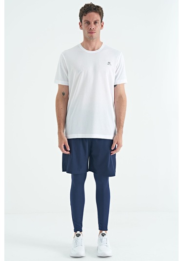 Tommy Life İndigo Arka Bilek Baskı Detaylı Yüksek Bel Slim Fit Aktif Spor Erkek Tayt - 84988 İndigo