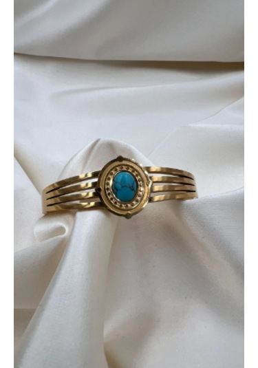 Bb Çelik Doğaltaş Vintage Kelepçe Bilezik Mavi