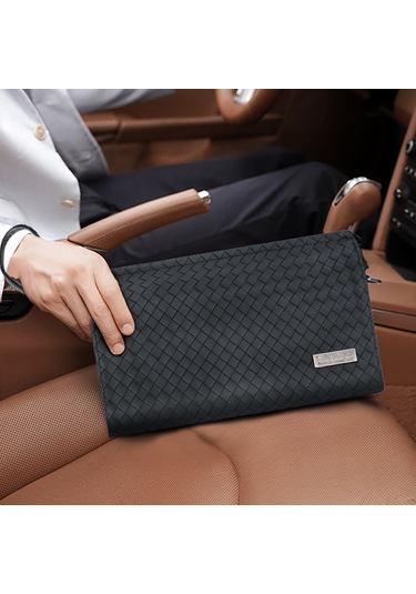 Lenyes Lb531 Brett Dokuma Pu Mat Deri Bilek Tasarımlı Çizilmeye Dayanıklı Aksesuar El Çantası Siyah