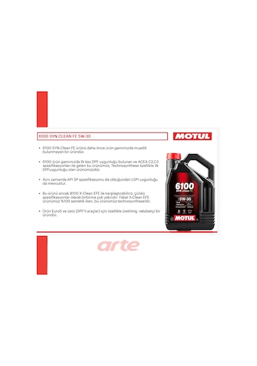 Motul 6100 Syn-Clean Fe 5W-30 % 100 Sentetik Motor Yağı 4 L