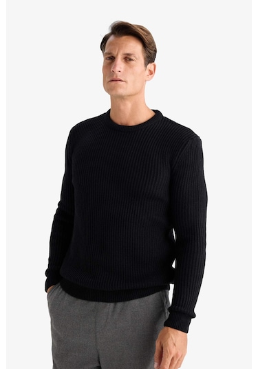 DeFacto Standart Fit Bisiklet Yaka Triko Kazak C8814AX24WNBK81