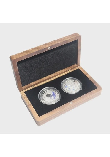 "vintage Çift Madeni Para Hatıra Madalya Saklama Kutusu - Antik Madeni Para Rozetleri İçin Siyah Ceviz Hediye Kutusu" Diğer