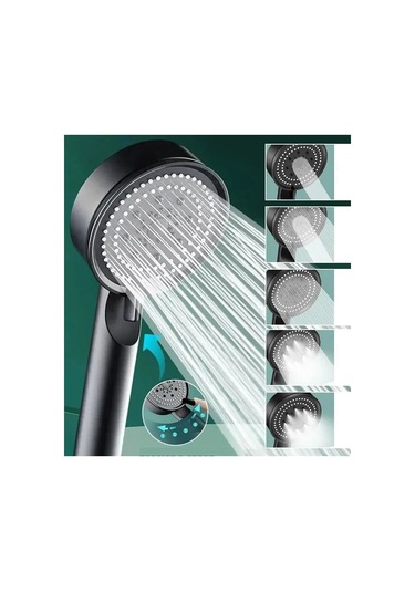 Banyo Keyfi İçin Tasarruflu 5mod Masaj Etkili Siyah Duş Başlığı Diğer
