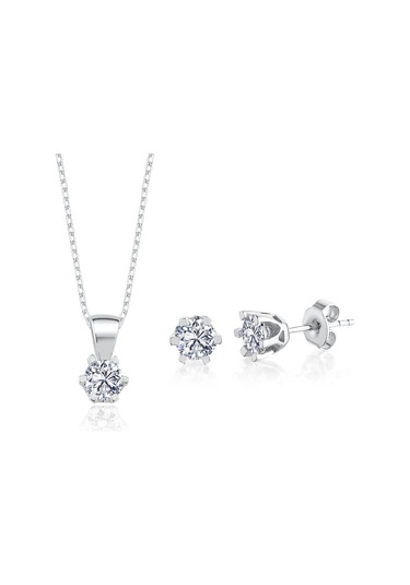 1.20 Karat Effective Diamond Masalsı Parıltı İkili Tektaş Gümüş Set