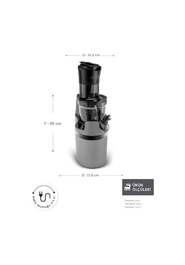 Karaca Slow Juicer Yavaş Sıkım Katı Meyve Sıkacağı