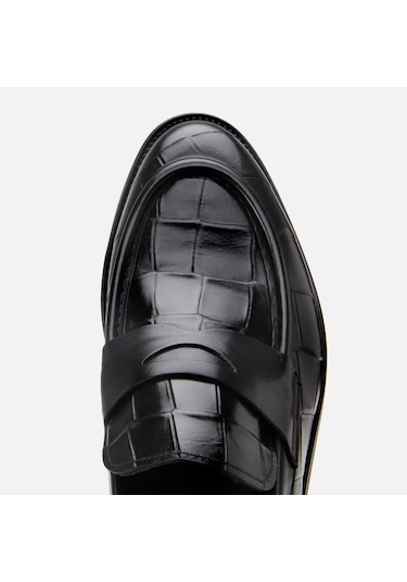 Hotiç Hakiki Deri Siyah Erkek Kroko Desenli Loafer 02ayh305260a100 Siyah-black Siyah