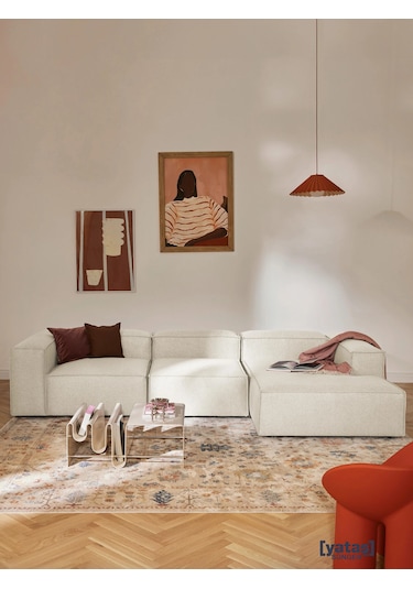 Most Mollis Plus 3 Modül Sağ Köşe Koltuk 01 Kırık Beyaz Keten Kum