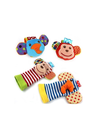 Sozzy Toys szy118 Sevimli Hayvanlar Çıngıraklı Çorap Ve Bileklik Çok Renkli