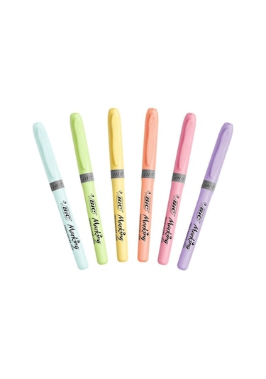 Bic Marking Highlighter Grip Fosforlu Kalem Pastel Renkler 6'lı Çok Renkli