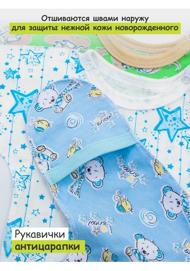 Ivanovo Kids Yeni Doğan Bebekler İçin 3'lü Body Takımı 337201523 Açık Mavi