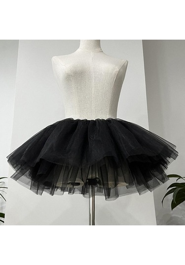 Fastbuy Sunték Kadın Tül Etek Çembersiz Bale Dansı Gelinlik Elbisesi Siyah Moda Güzellik Siyah