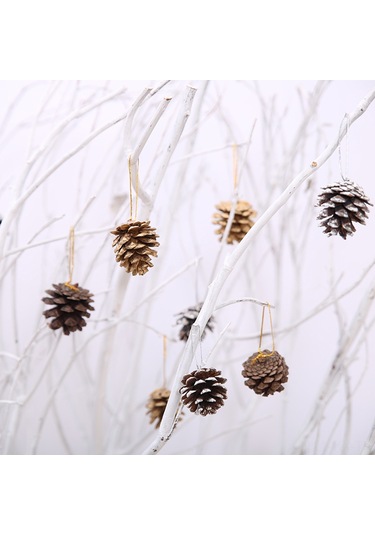 Kangvka 9 Adet Ahşap Kestane Noel Ağaç Dekorasyonu - Ev Ofis Noel Atmosferi Oluşturucu Asma Süsleri Beyaz Çok Renkli