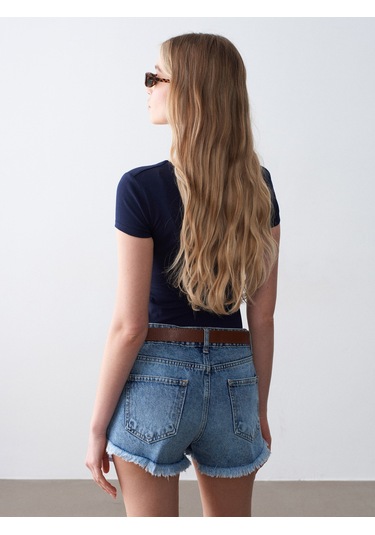 Dilvin 32840 V Yaka Basic T-shirt-lacivert