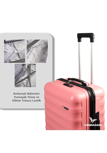 Vegmann Tartılı Scadel Pembe Orta Boy Valiz Pembe