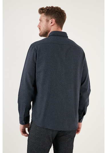 Buratti Pamuklu Regular Fit Düğmeli Yaka Kışlık Erkek Gömlek Cf24W127079 Lacivert