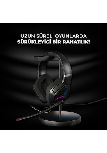 Lecoo HT406 3.5mm Jack + USB Kablolu RGB Kulak Üstü Gaming Kulaklık