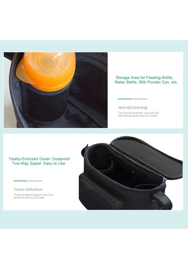 Geekyou Siyah Bebek Arabası Çantası - Su Geçirmez, Hafif, Geniş Kapasiteli Organizer - Arabalar Ve Manzaralar İçin Uygun Aksesuar Siyah