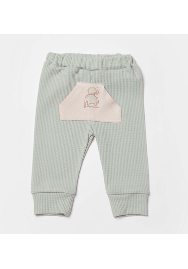 Biorganic Waffle I Love To My Mama Bebek Pantolonu 57894 Bej - Mint Yeşil