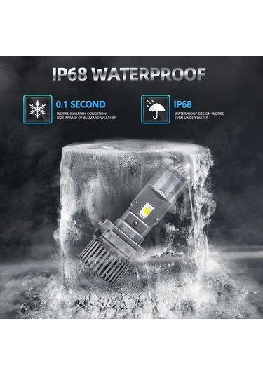 Honmex H4 Tipi 90w 6000k Gri Led Far Ampulü, 25000lm Parlaklık, Ip68 Su Geçirmez, 30000+ Saat Ömür, Çift Paket