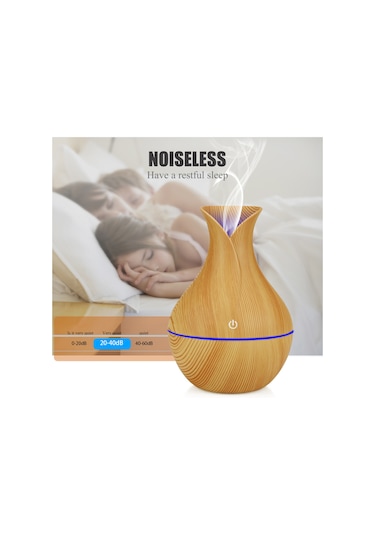 Dianziye Yx-060 Aromaterapi Usb Nemlendirici 130ml 35ml/saat 7 Renkli Led Işıklı Ahşap Desenli Ev Ofis Kullanıma Uygun