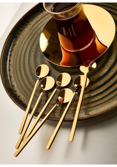 Özlife Duru Titenyum Gold Çay Kaşık - 6'Lı Çay Kaşığı