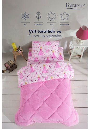 Formeya Princess Desenli Tek Kişilik Çift Taraflı Wellsoft Yorgan
