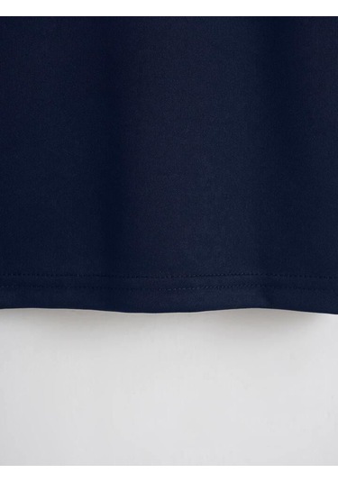 Kadın Oversize Bisiklet Yaka Düz Crop T-shirt - Lacivert