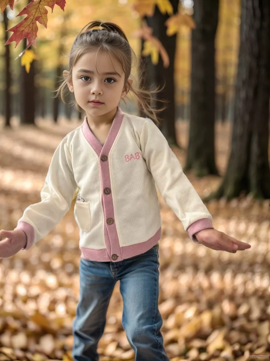 Bambooland Çocuklar İçin Düğmeli Triko Hırka, Kazak 212138020 Sütlü