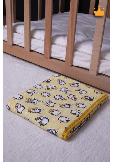 Babyhola 100x100cm %100 Pamuk Çift Kat Çok Amaçlı Örtü Battaniye Penguen Desen 13100 001