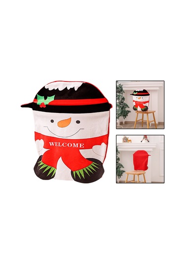 Suntek Noel Sandalye Kapak Dekor Arkalık Ev Partisi Kardan Adam