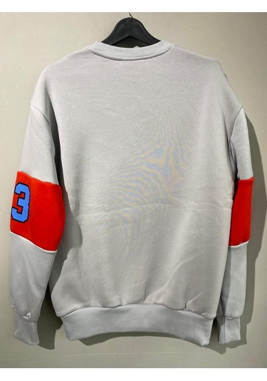 Erkek Gri Unısex Oversize Chicago 23 Baskılı Polarlı Sweat Gri