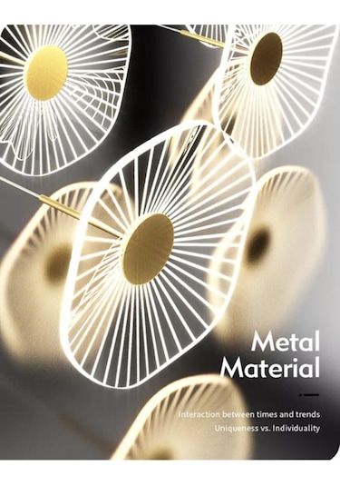 Burenze Burenze Luxury Exclusive Üçlü Yuvarlak Sarkıt Led Avize Jellyfish Gold Sarı Ledli Avize -burenze2022-6 Gold Sarı