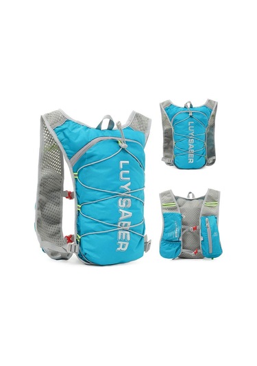 Ultra Hafif Koşu Çantası Yansıtıcı Nefes Alabilen Yürüyüş Sırt Çantası Naylon Açık Hava Spor Maraton Hidrasyon Sırt Çantası Açık Mavi