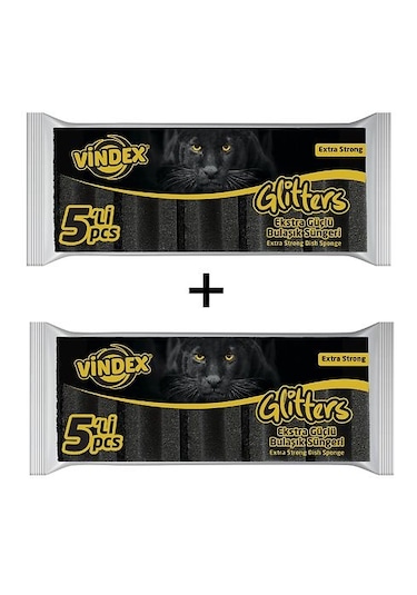 Vindex Glitters Ekstra Siyah Sünger 2 x 5'li