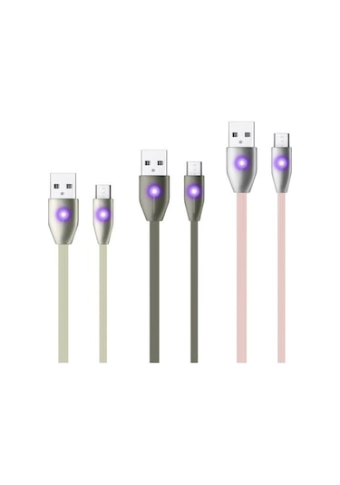 Linktech K484 Micro Usb Yassı Işıklı 1.2Mt Şarj Ve Data Kablosu (430693630)