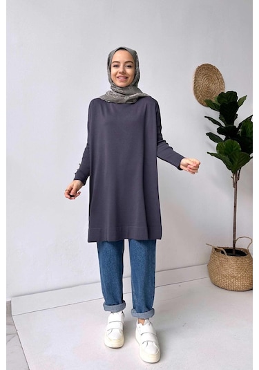 Kol Detay Merserize Tunik - Füme