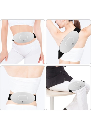 Neevoyu Beyaz Usb Şarjlı Karın Masaj Cihazı - Elektrikli Isıtıcı Bel Bantı 5 Seviye Masaj Gücü Çok Renkli